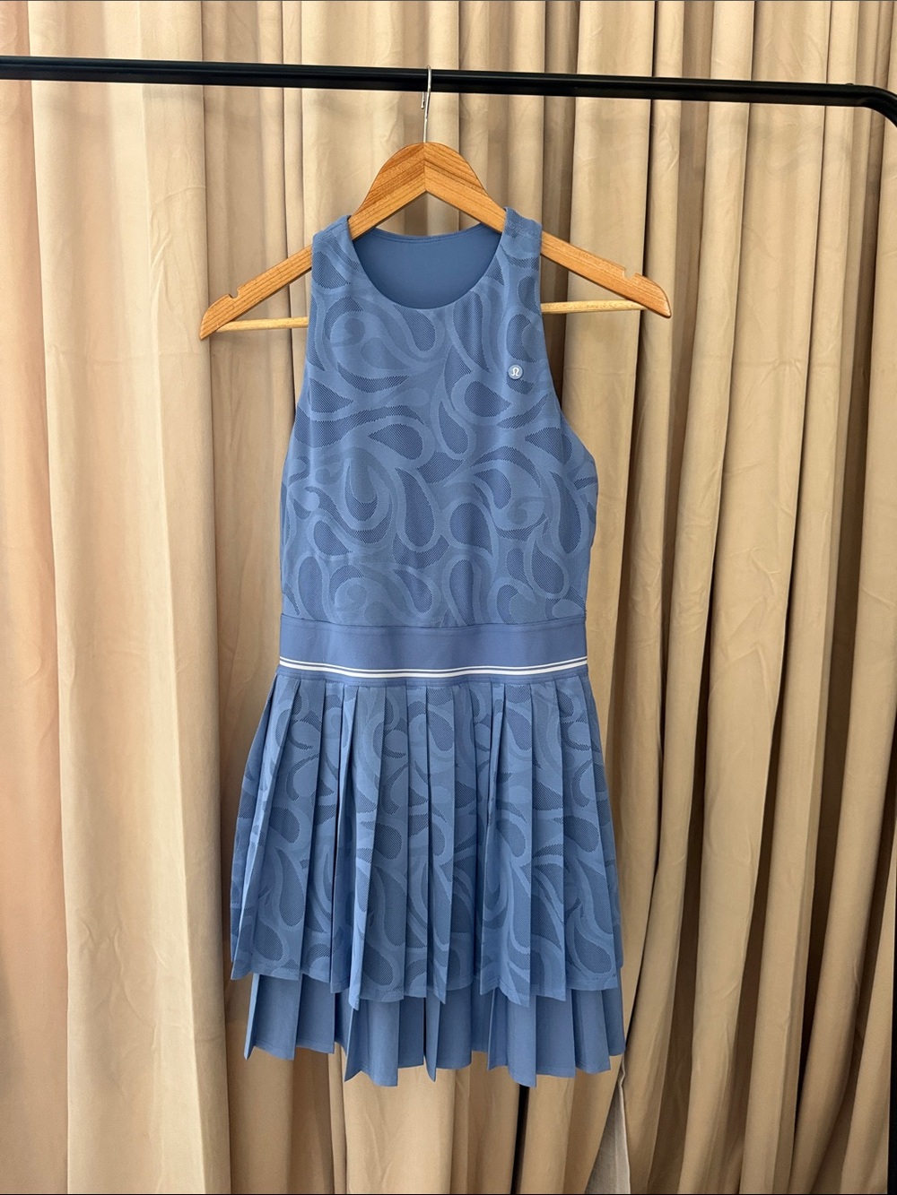 Paisley-Mesh Pleated Tennis Dress